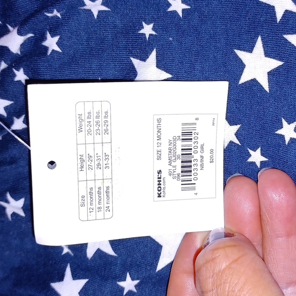 JUMPING BEANS ALL DAY PLAY DRESS 12 MONTHS RED, WHITE AND BLUE - Picture 4 of 8